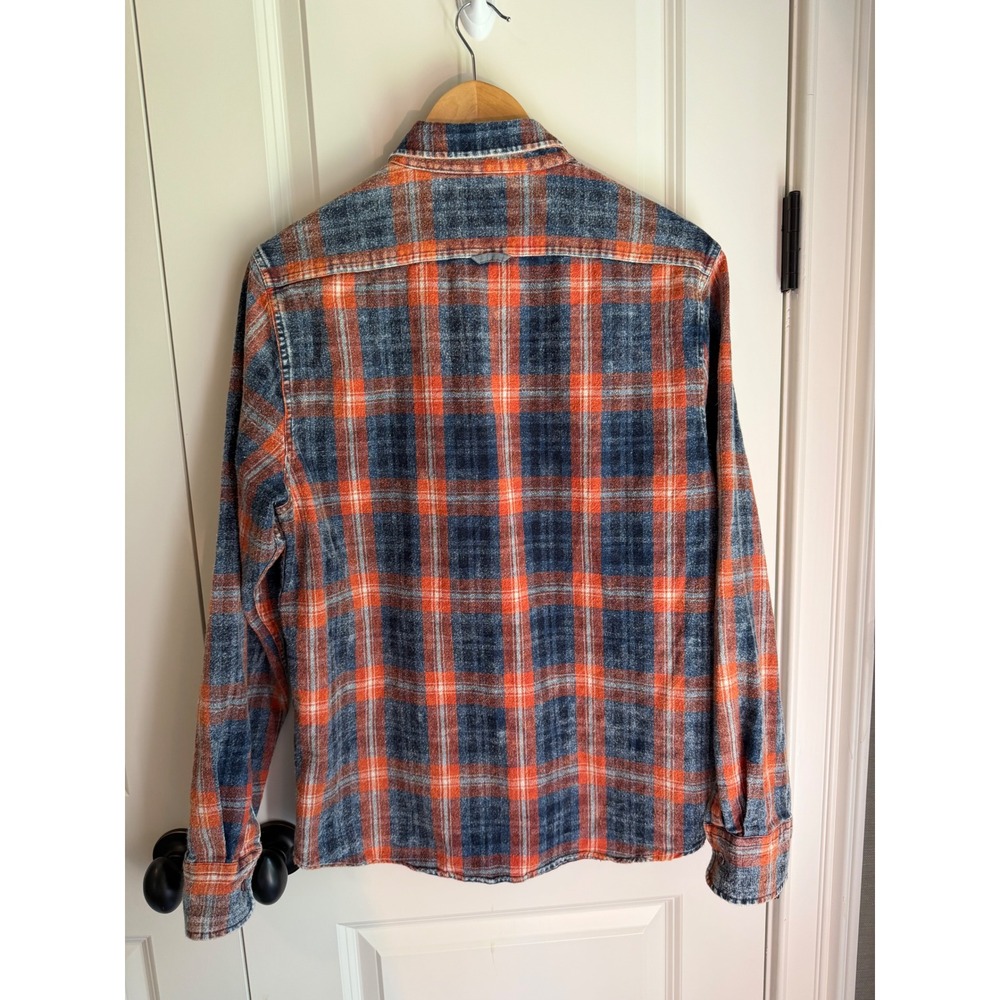 Flag & Anthem Desert Son Men's Plaid Button-Down Shirt-Blue & Orange-Size Medium - Picture 6 of 7